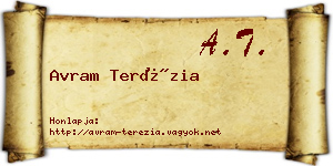 Avram Terézia névjegykártya